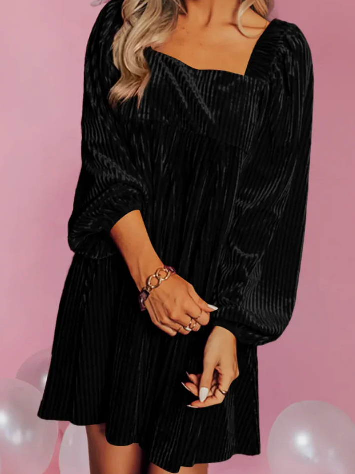 Women's Square Neck Tie Back Ribbed Dress (Buy 2 Free Shipping)