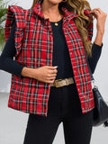Women's Christmas Ruffle Sleeveless Plaid Vest (Buy 2 Free Shipping)