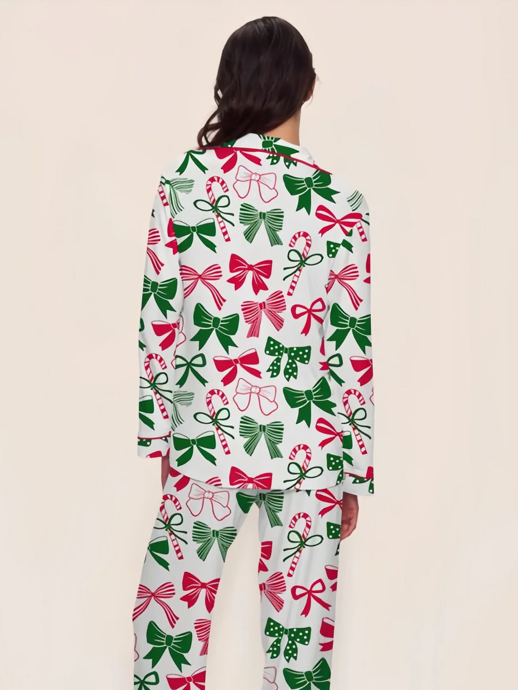 Women's Christmas Bow Print Pajamas Two-Piece Set (Buy 2 Free Shipping)
