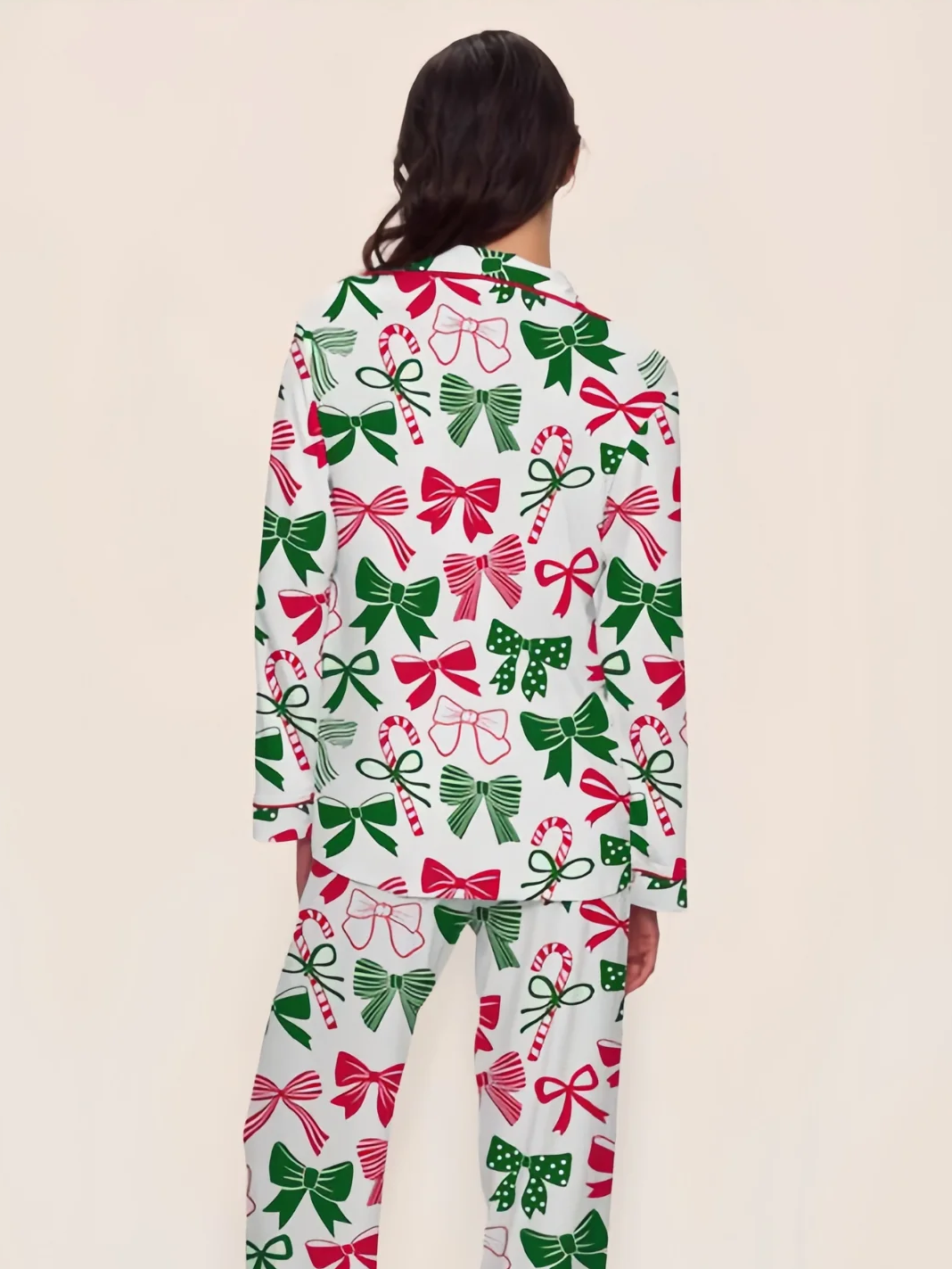 Women's Christmas Bow Print Pajamas Two-Piece Set (Buy 2 Free Shipping)