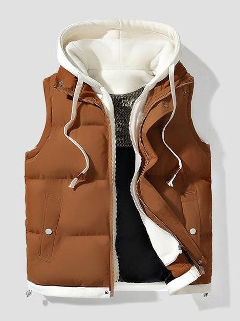 ⏰Hot Sale-Contrast Drawstring Hood Puffer Vest