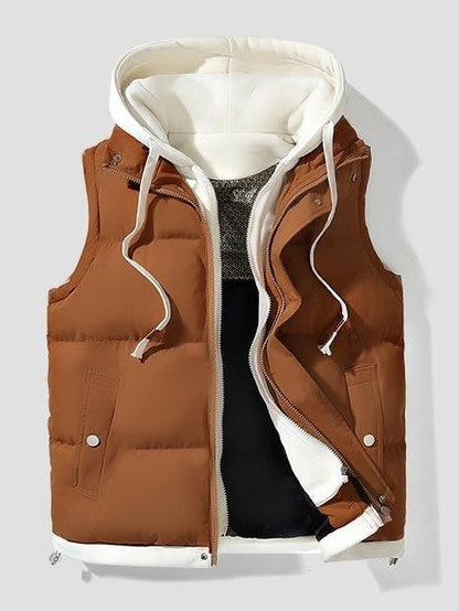 ⏰Hot Sale-Contrast Drawstring Hood Puffer Vest