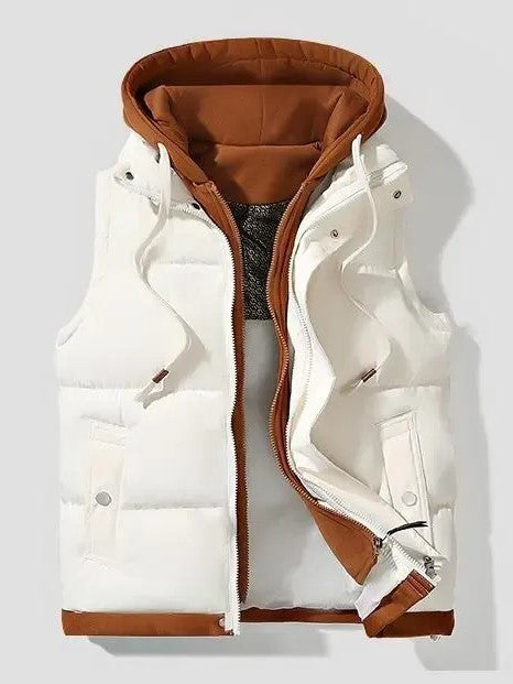 ⏰Hot Sale-Contrast Drawstring Hood Puffer Vest