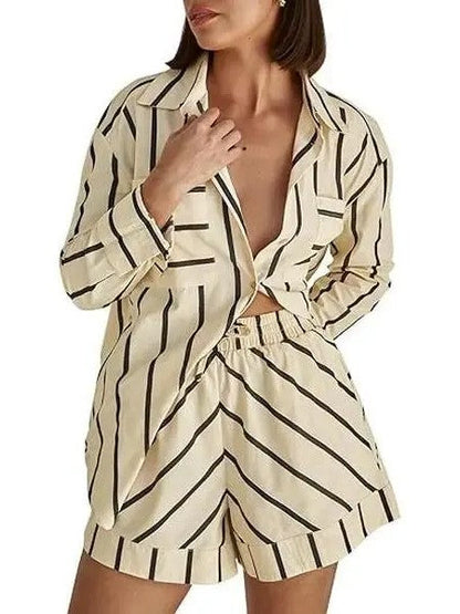 Women's Striped Button Down 2-Piece Outfit