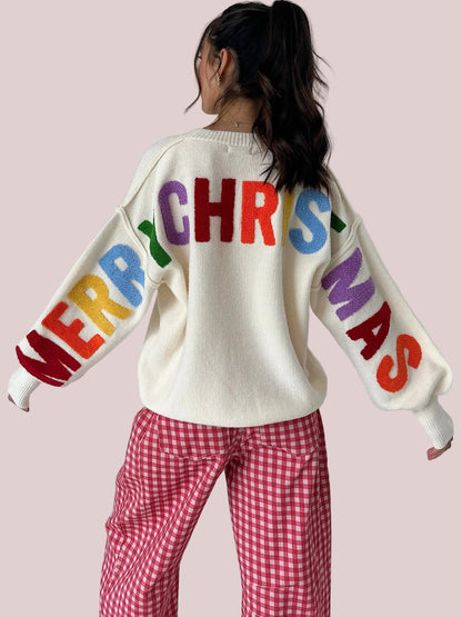 🎄🎁🎊Women's Merry Christmas Rainbow Letter Sweater