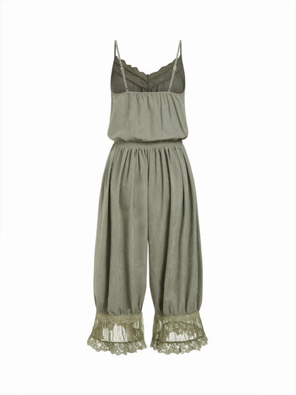 Women's Lace Camisole Jumpsuit with Cropped Trousers