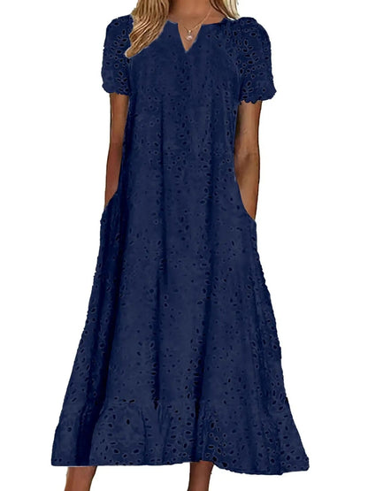 Women's Elegant Cutout V-Neck Maxi Dress