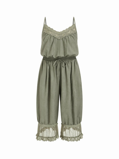 Women's Lace Camisole Jumpsuit with Cropped Trousers