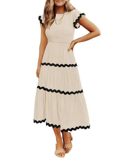 Women's Spring Summer Ruffled Tiered Midi Dress