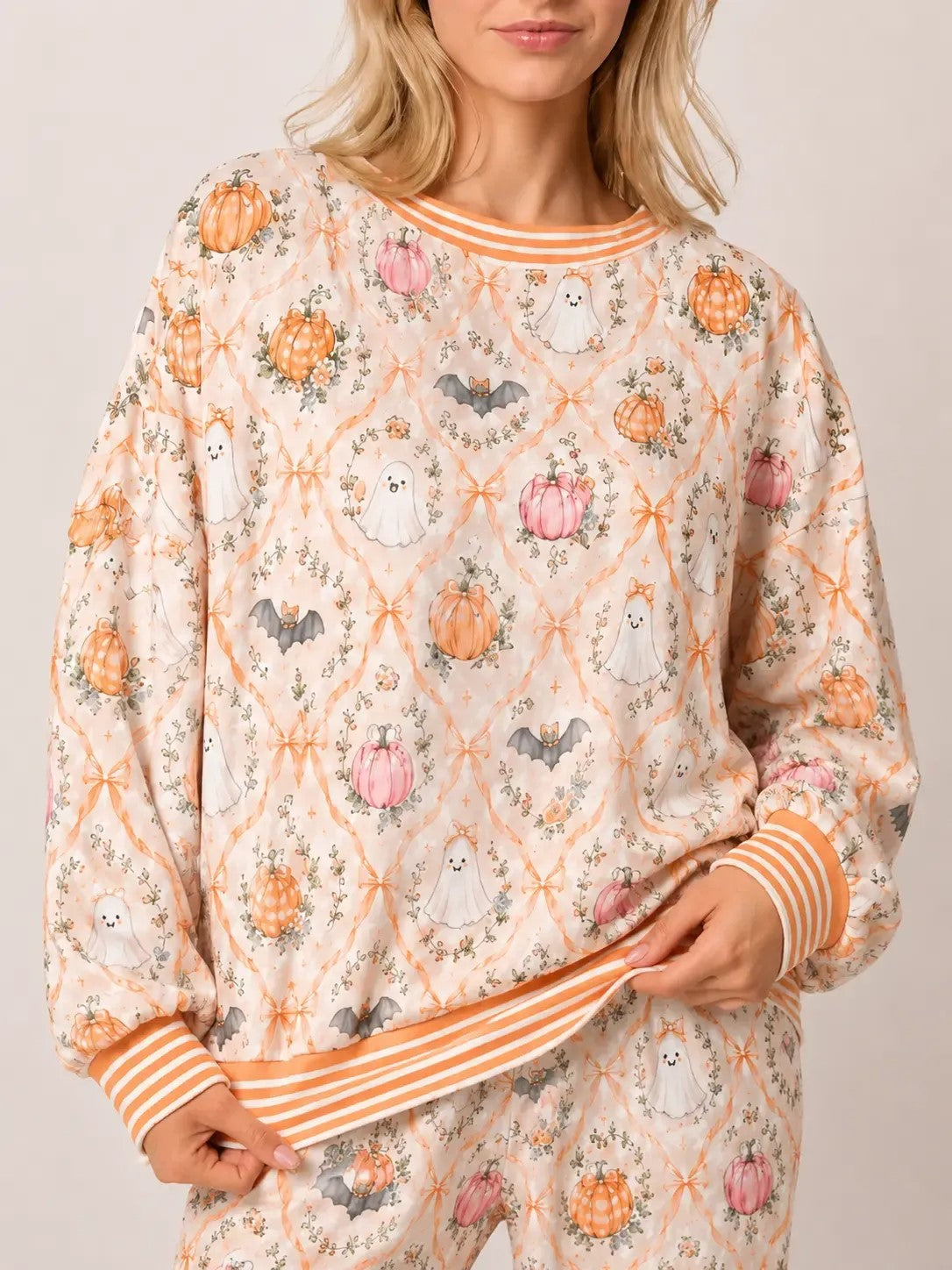 Women's Cute Holiday‑Print Pajama Set
