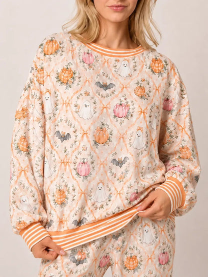 Women's Cute Holiday‑Print Pajama Set