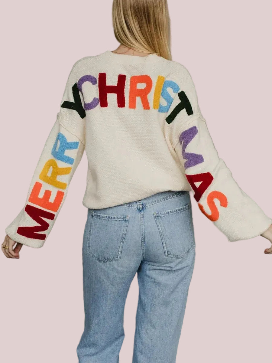 🎄🎁🎊Women's Merry Christmas Rainbow Letter Sweater