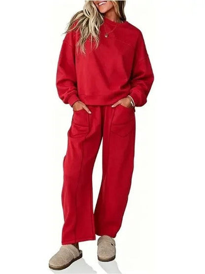 Women Contrast‑Stitch 2‑Piece Loungewear Set