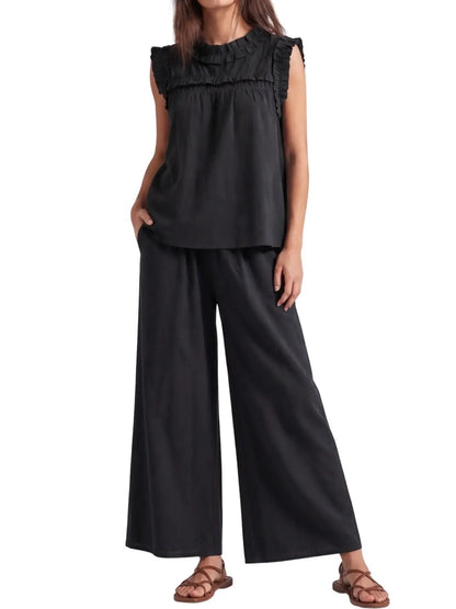 Women's Ruffle Sleeveless Top Wide Leg Pants Two Piece Set