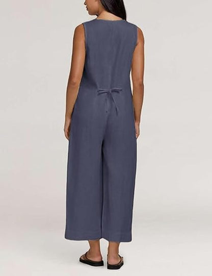Women's Loose Fit Sleeveless Wide Leg Overalls