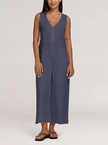 Women's Loose Fit Sleeveless Wide Leg Overalls