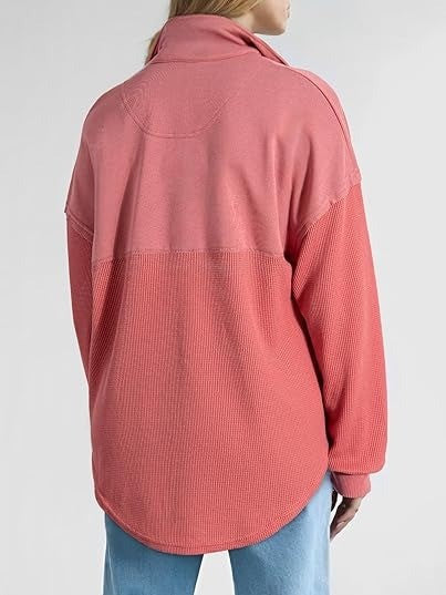 Women's Half Zip Waffle Knit Pullover Top