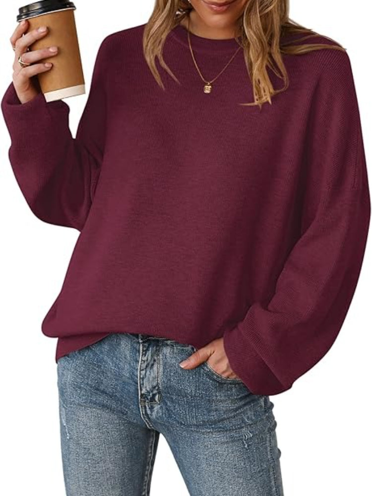 Women's Drop Shoulder Long Sleeve Fall Knit Pullover