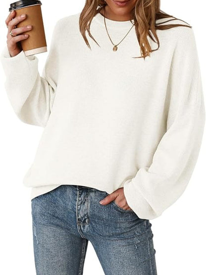 Women's Drop Shoulder Long Sleeve Fall Knit Pullover