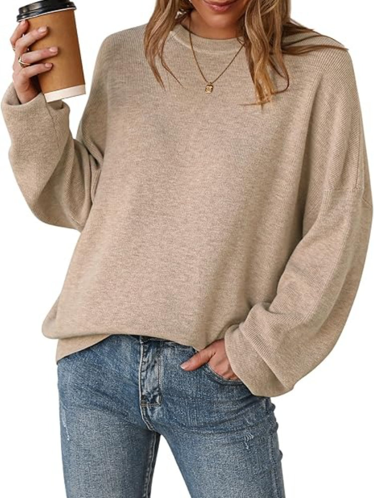 Women's Drop Shoulder Long Sleeve Fall Knit Pullover