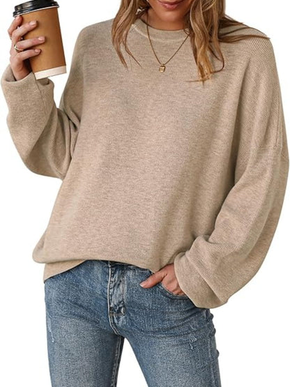 Women's Drop Shoulder Long Sleeve Fall Knit Pullover