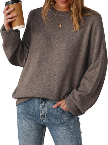 Women's Drop Shoulder Long Sleeve Fall Knit Pullover