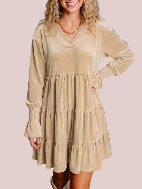 Women's Soft Elegant Velvet Oversized Babydoll Dress