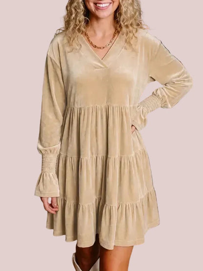 Women's Soft Elegant Velvet Oversized Babydoll Dress