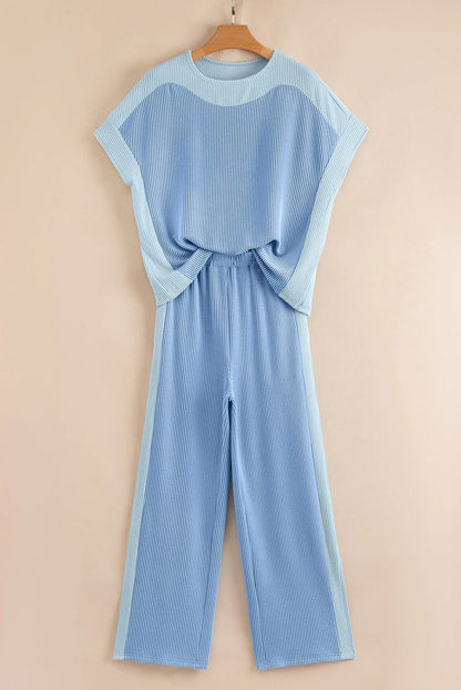 Women's Color-Block Corded 2pcs Outfit
