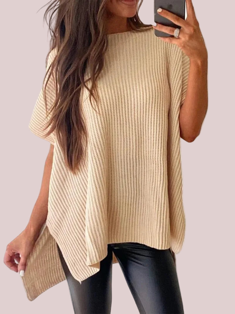 Women's Side Slit Batwing Sleeve Knit Shirt