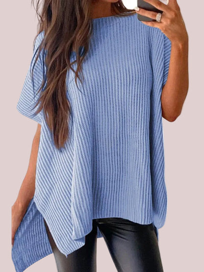 Women's Side Slit Batwing Sleeve Knit Shirt