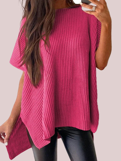 Women's Side Slit Batwing Sleeve Knit Shirt