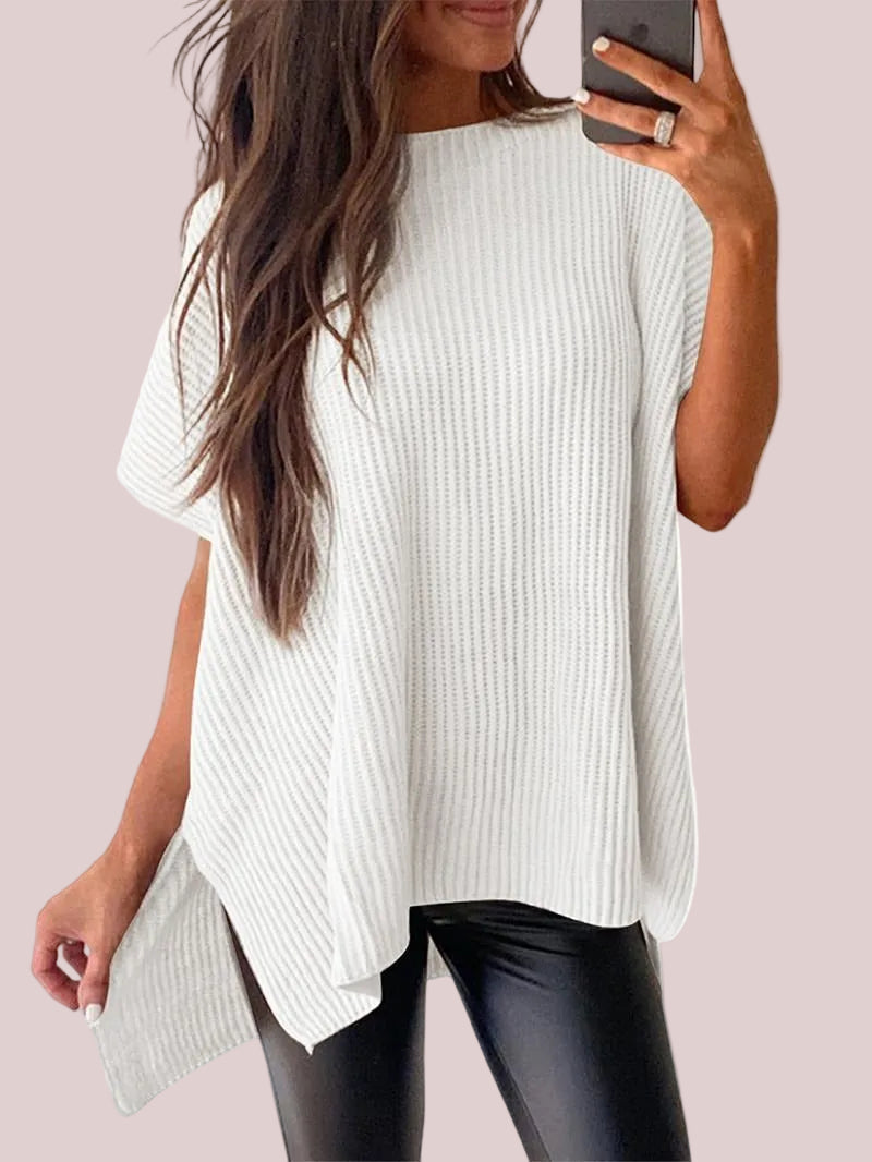 Women's Side Slit Batwing Sleeve Knit Shirt