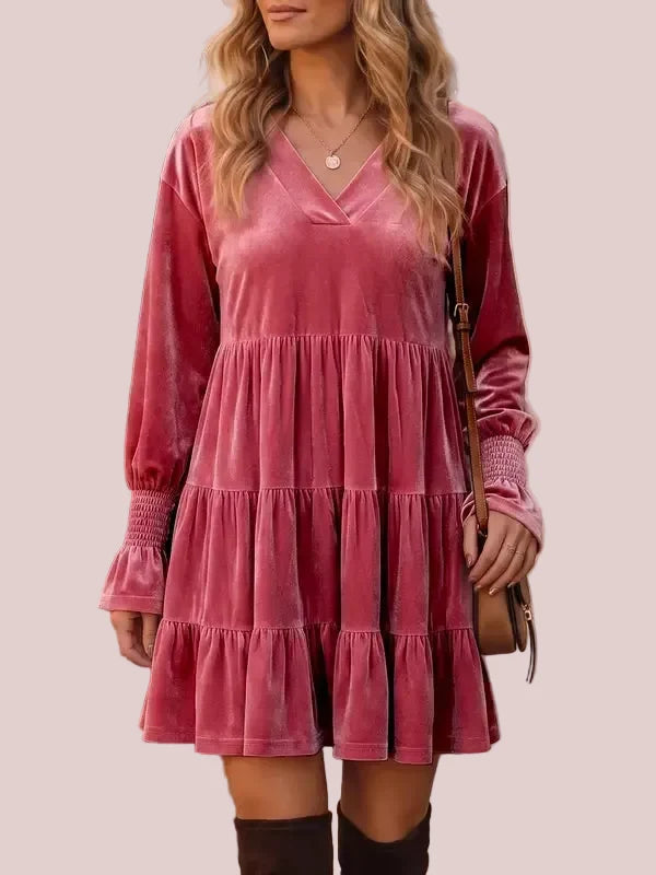 Women's Soft Elegant Velvet Oversized Babydoll Dress
