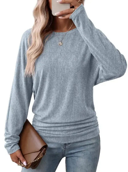 Hot Sale-Women's Fall Ruched Hem Lightweight Sweaters