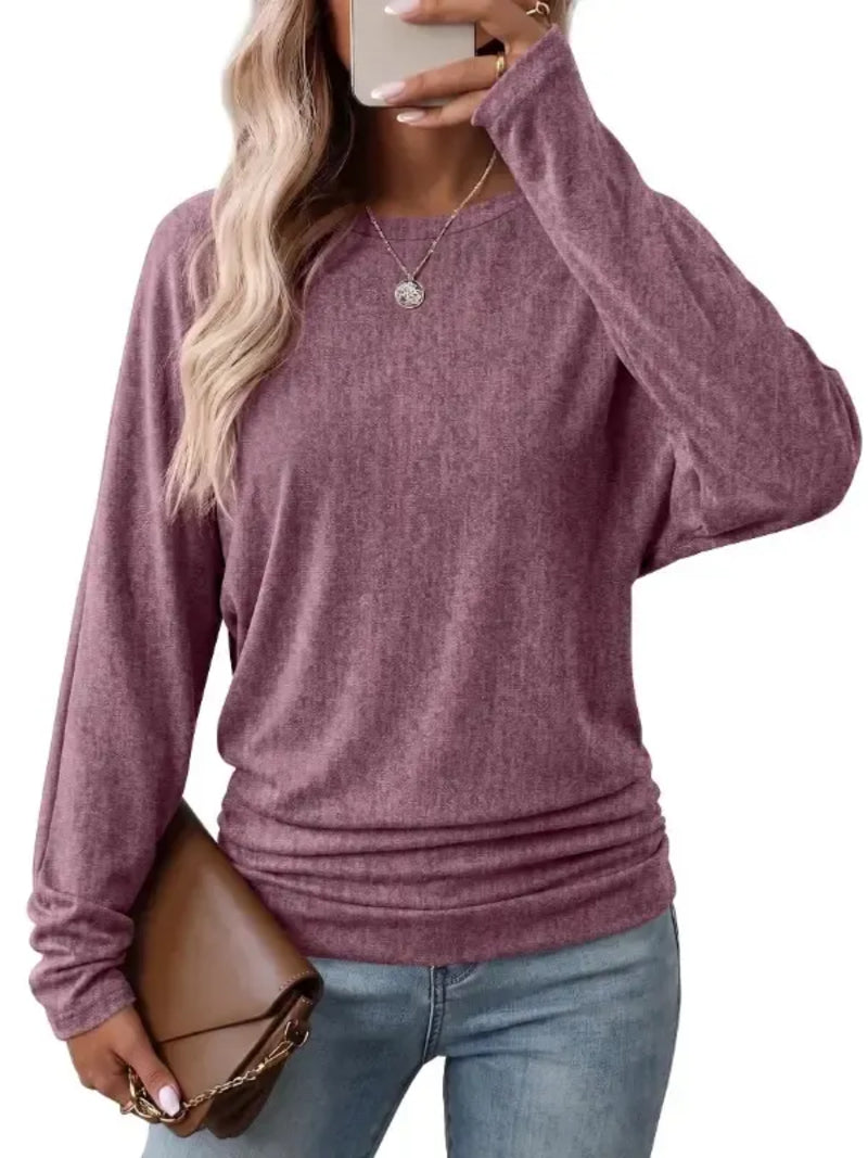 Hot Sale-Women's Fall Ruched Hem Lightweight Sweaters