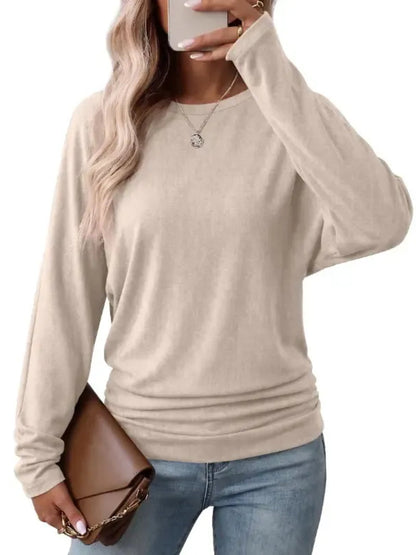 Hot Sale-Women's Fall Ruched Hem Lightweight Sweaters