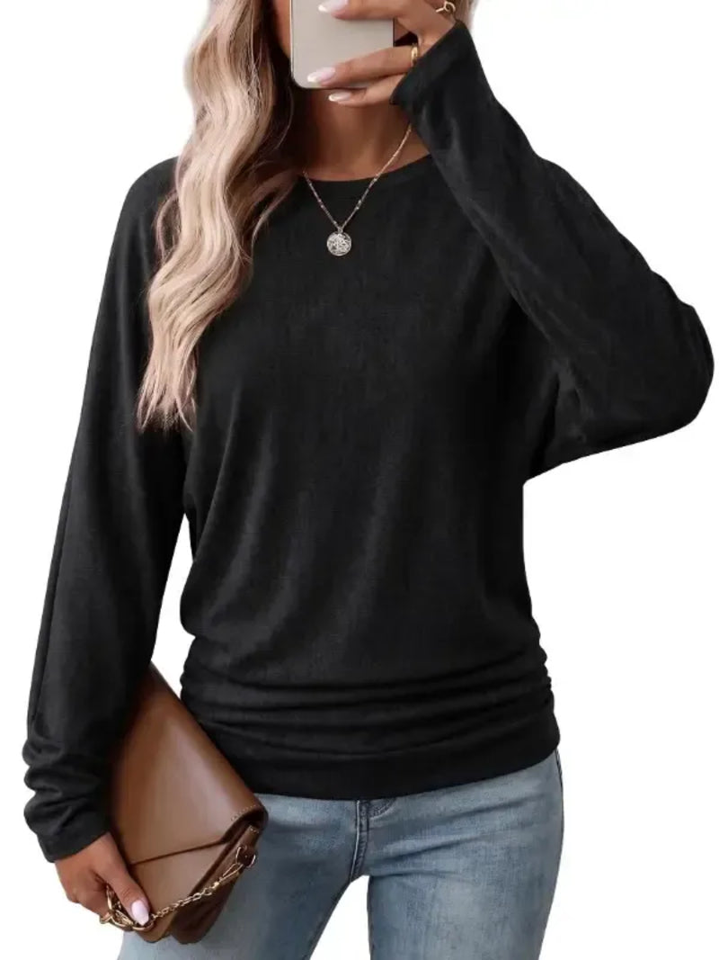 Hot Sale-Women's Fall Ruched Hem Lightweight Sweaters