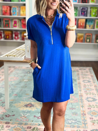 Women's Casual-Chic Half-Zip Textured Dress