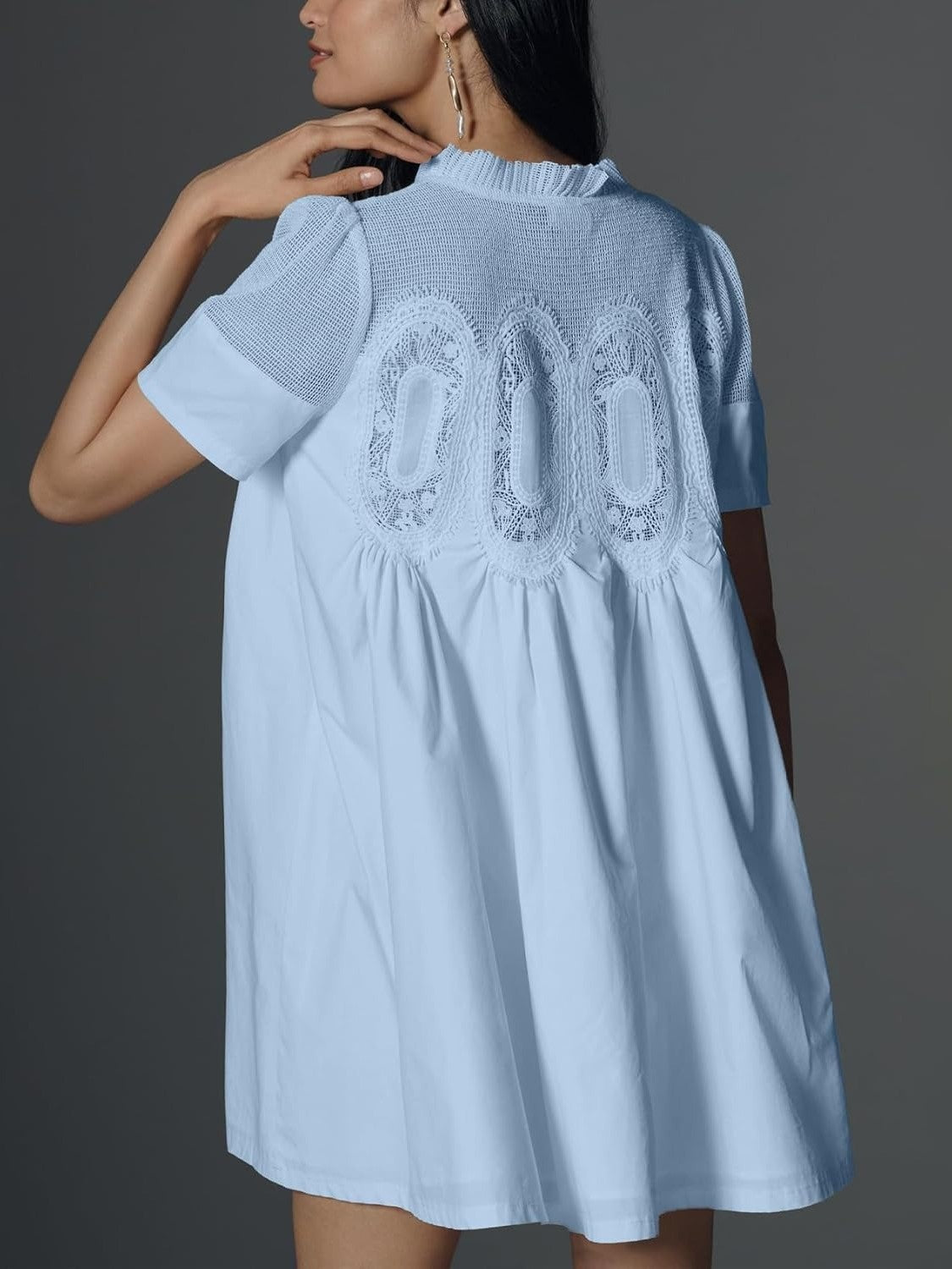 Women's Lace Patchwork Short Sleeve Mini Dress