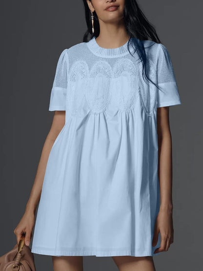 Women's Lace Patchwork Short Sleeve Mini Dress