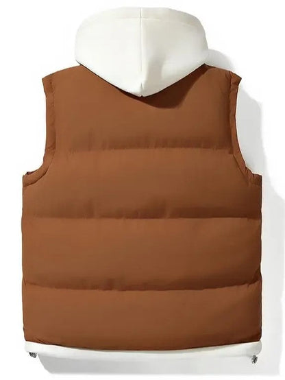 ⏰Hot Sale-Contrast Drawstring Hood Puffer Vest