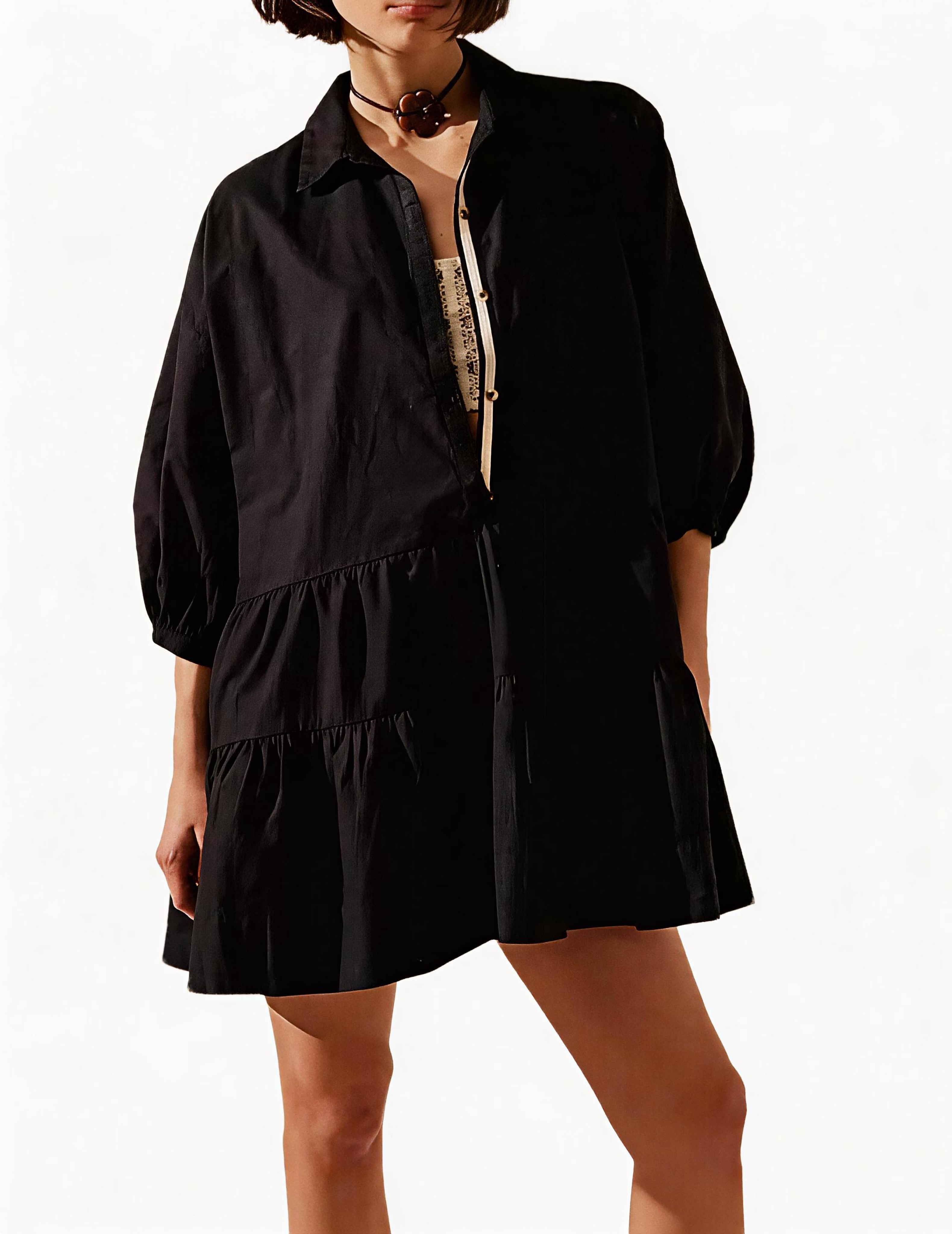Women's Tiered Puff Sleeve Shirt Dress(BUY 2 FREE SHIPPING)