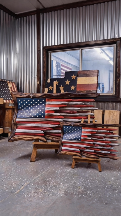 Handcrafted Driftwood American Flag Wall Art