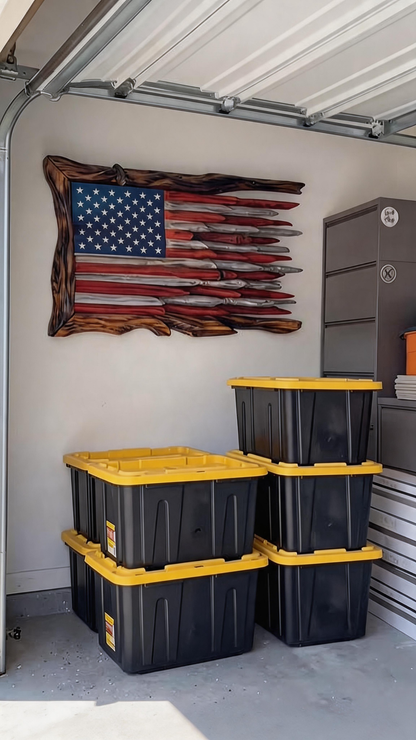Handcrafted Driftwood American Flag Wall Art