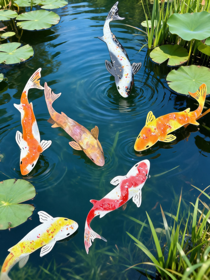 Metal Koi Garden Pile Courtyard Lawn Decor Art