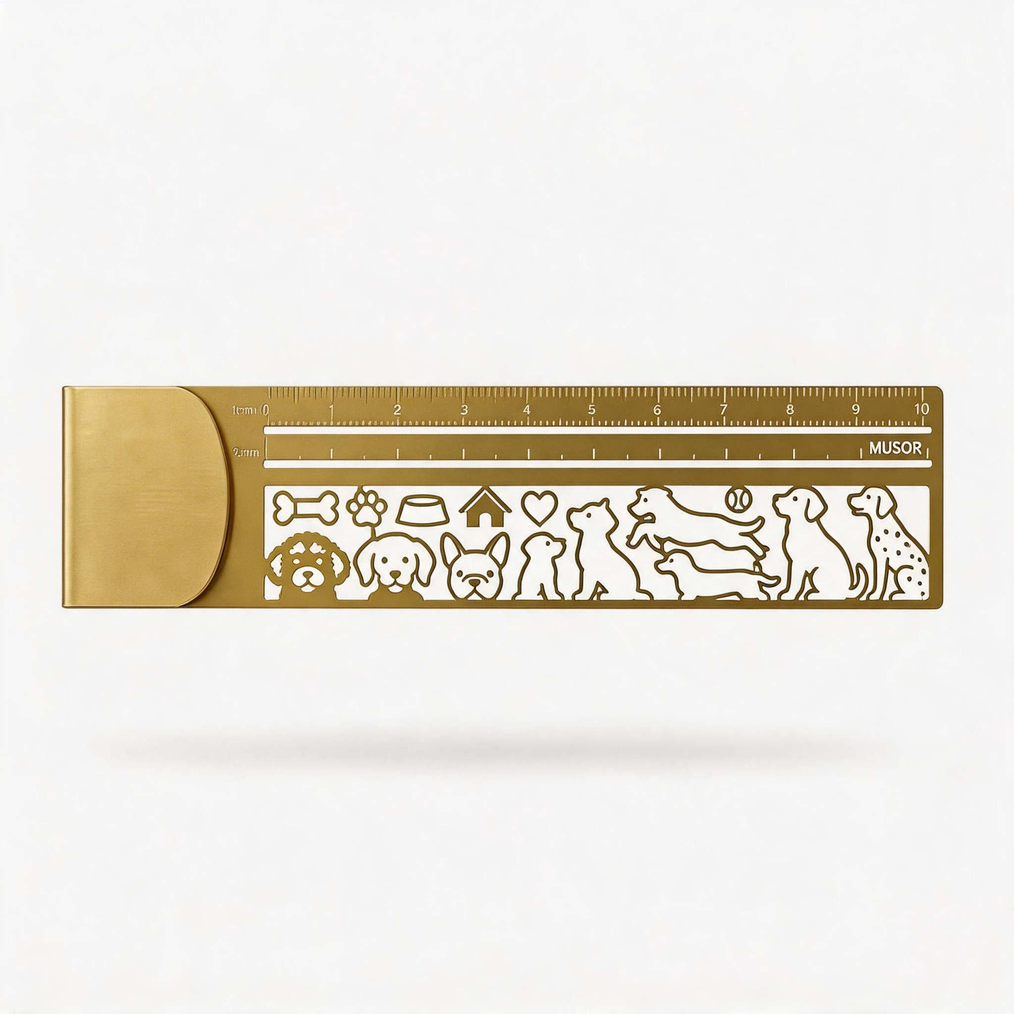 Cute Cat Hollow Brass Bookmark Ruler