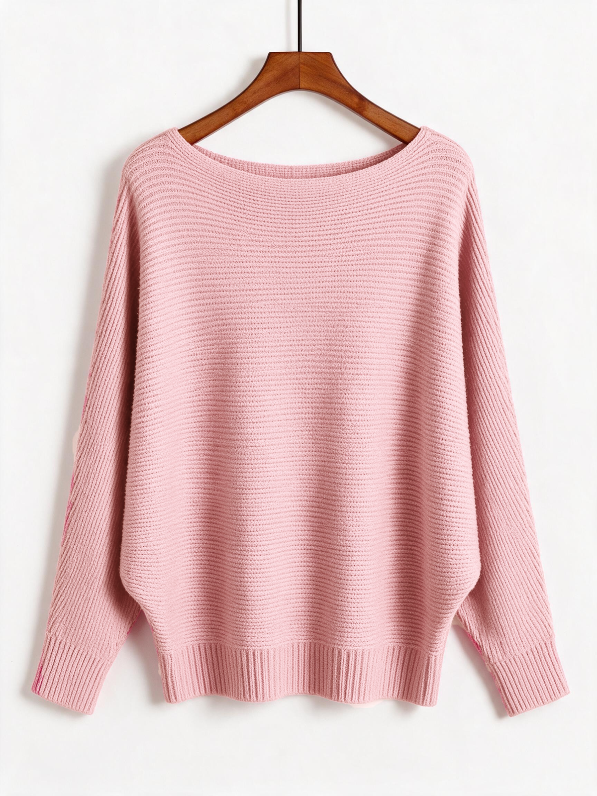 Off-the-shoulder batwing sleeve pullover ribbed loose sweater