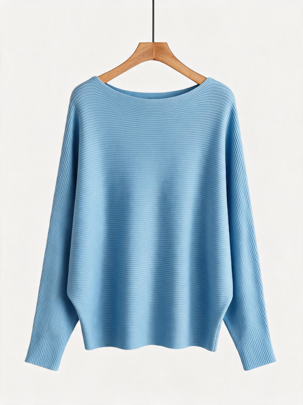 Off-the-shoulder batwing sleeve pullover ribbed loose sweater