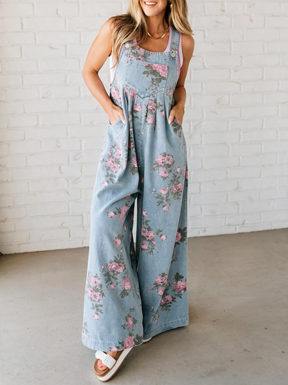 Printed Pocket Casual Denim Overalls(BUY 2 FREE SHIPPING)